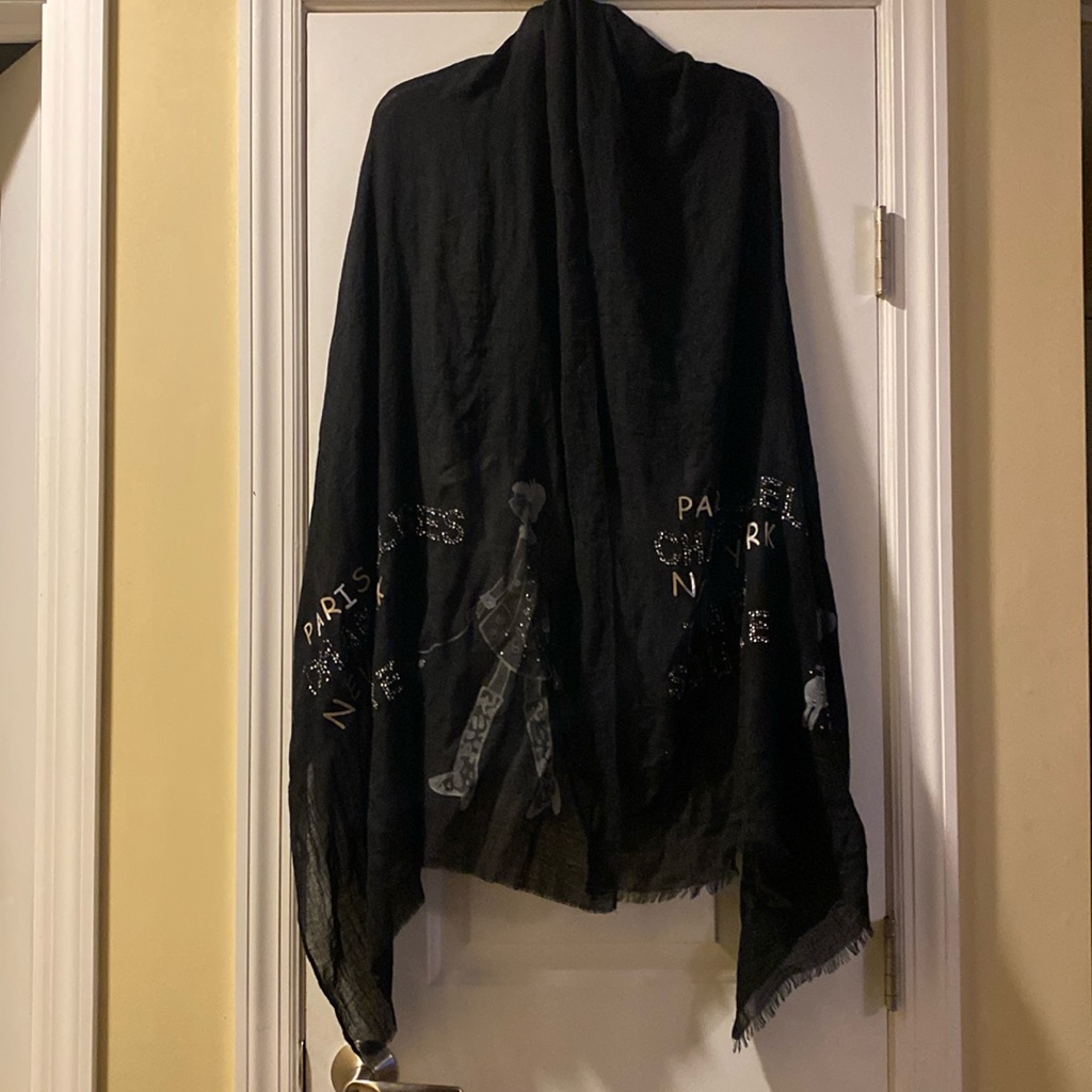 Designer Original Large Crystals Metal Studs Embellished Scarf/Wrap Never Used